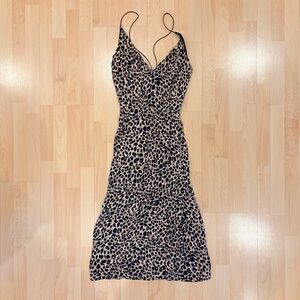 Topshop | Leopard print midi criss cross strap bodycon dress